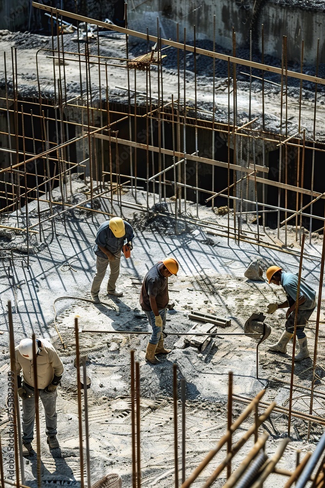 Group of Men Working on Construction Site