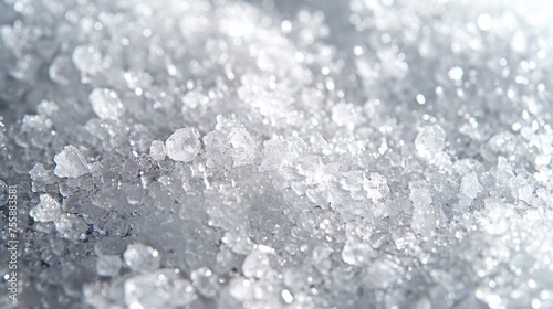 Sweet Heap: White Sugar Texture Background with Crystal Pile and Isolated Salt