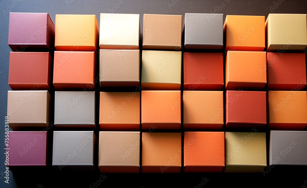 boxes, identical, same shape and color, one box is different, different shape or color сreated with Generative Ai