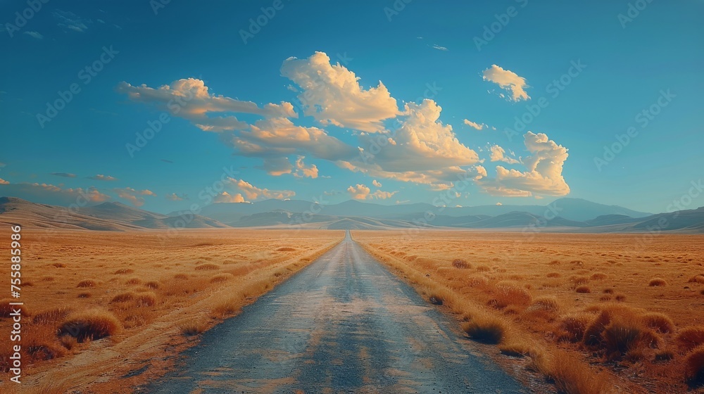 Desert Road With Mountain Background