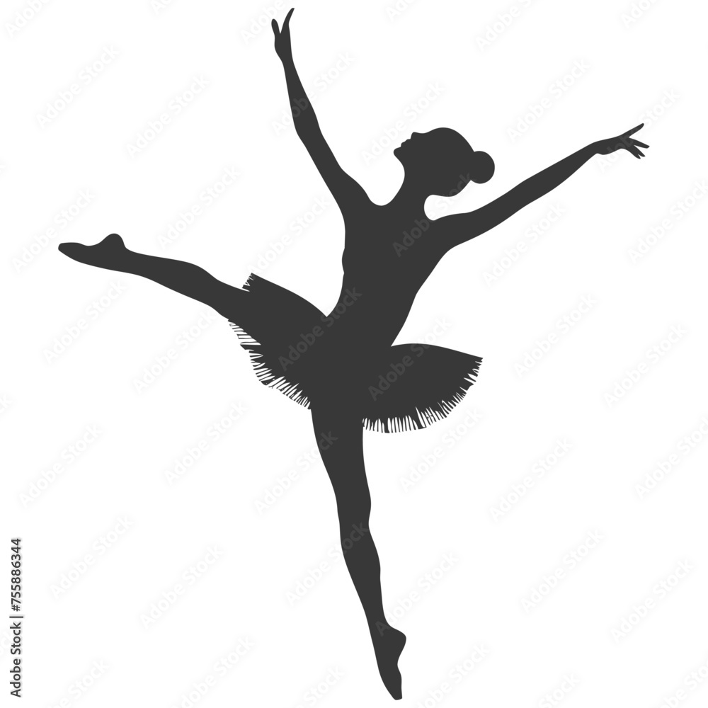 Silhouette ballerina in action black color only full body Silhouette ballerina in action black color only full body