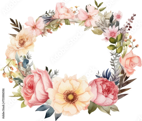 Wallpaper Mural Watercolor floral frames, hand painted frame with tropical green leaves and branches. Frame for wedding invitations, save the date or greeting cards  object isolated illustration vector.	 Torontodigital.ca