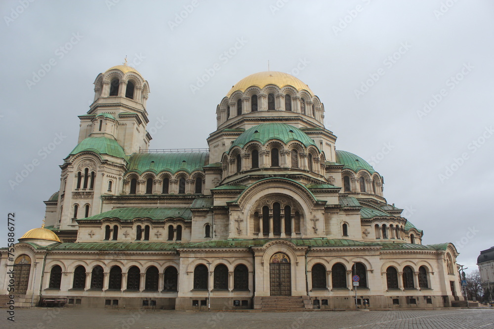 Shot of Alexander Nevsky Cathedral from different angles,
 Sofia Bulgaria