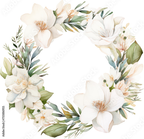 Watercolor floral frames, hand painted frame with tropical green leaves and branches. Frame for wedding invitations, save the date or greeting cards  object isolated illustration vector.	