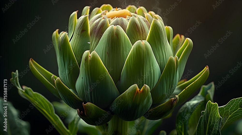 Close up of a growing ripe green artichoke. Close up of a growing ripe green artichoke.