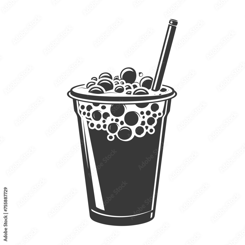 Silhouette Bubble tea drink black color only Silhouette Bubble tea drink black color only