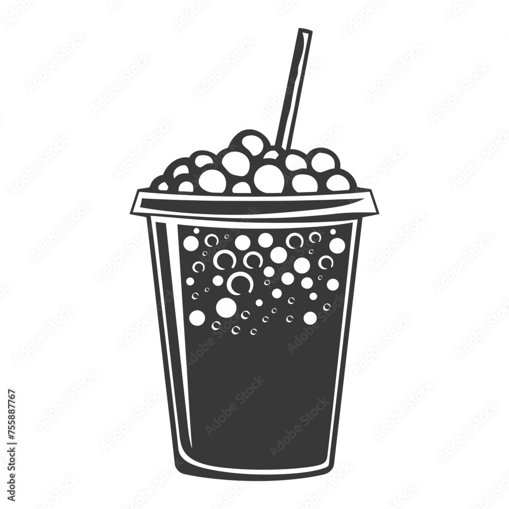 Silhouette Bubble tea drink black color only Silhouette Bubble tea drink black color only