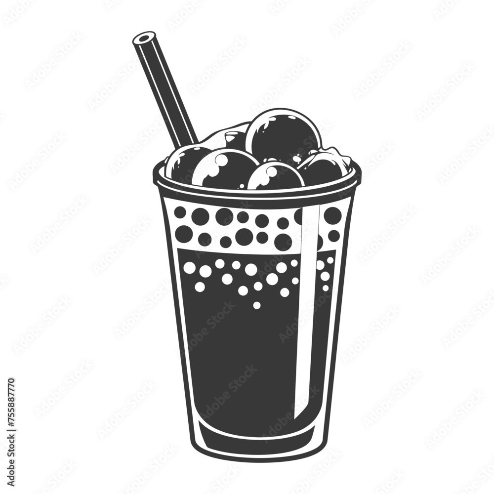 Silhouette Bubble tea drink black color only Silhouette Bubble tea drink black color only