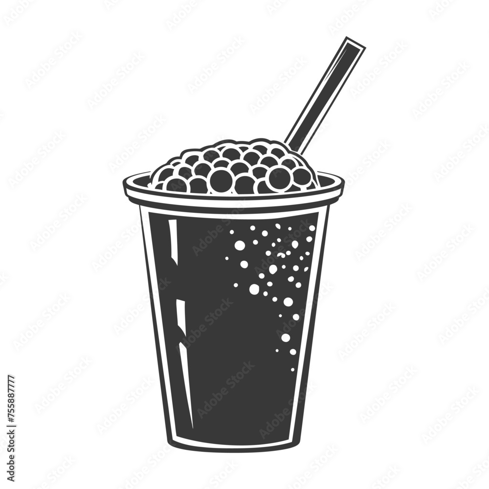 Silhouette Bubble tea drink black color only Silhouette Bubble tea drink black color only
