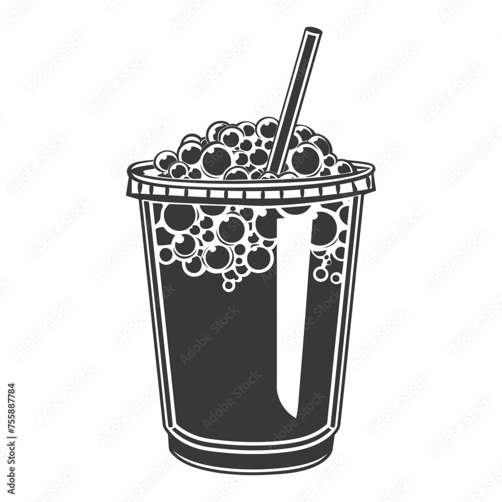 Silhouette Bubble tea drink black color only Silhouette Bubble tea drink black color only