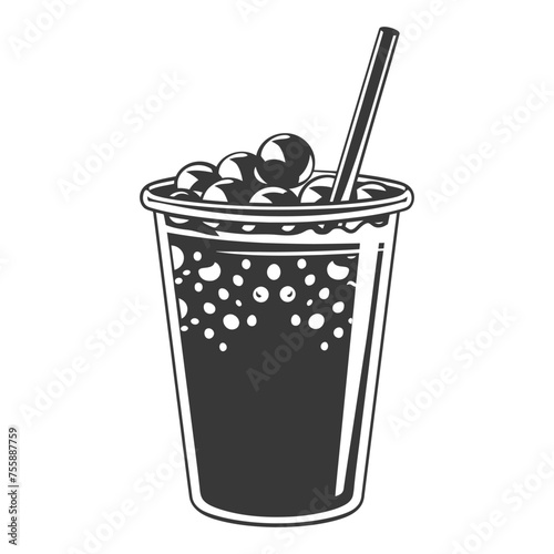 Silhouette Bubble tea drink black color only