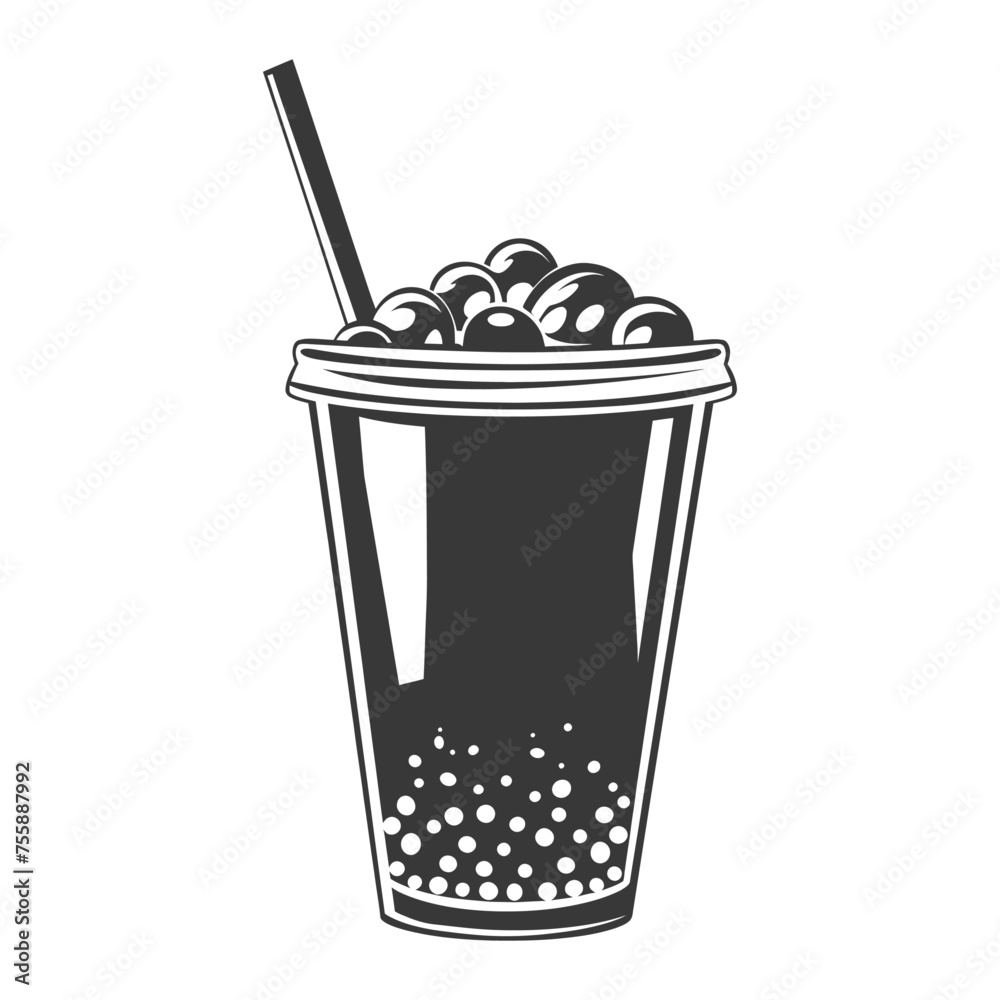 Silhouette Bubble tea drink black color only Silhouette Bubble tea drink black color only