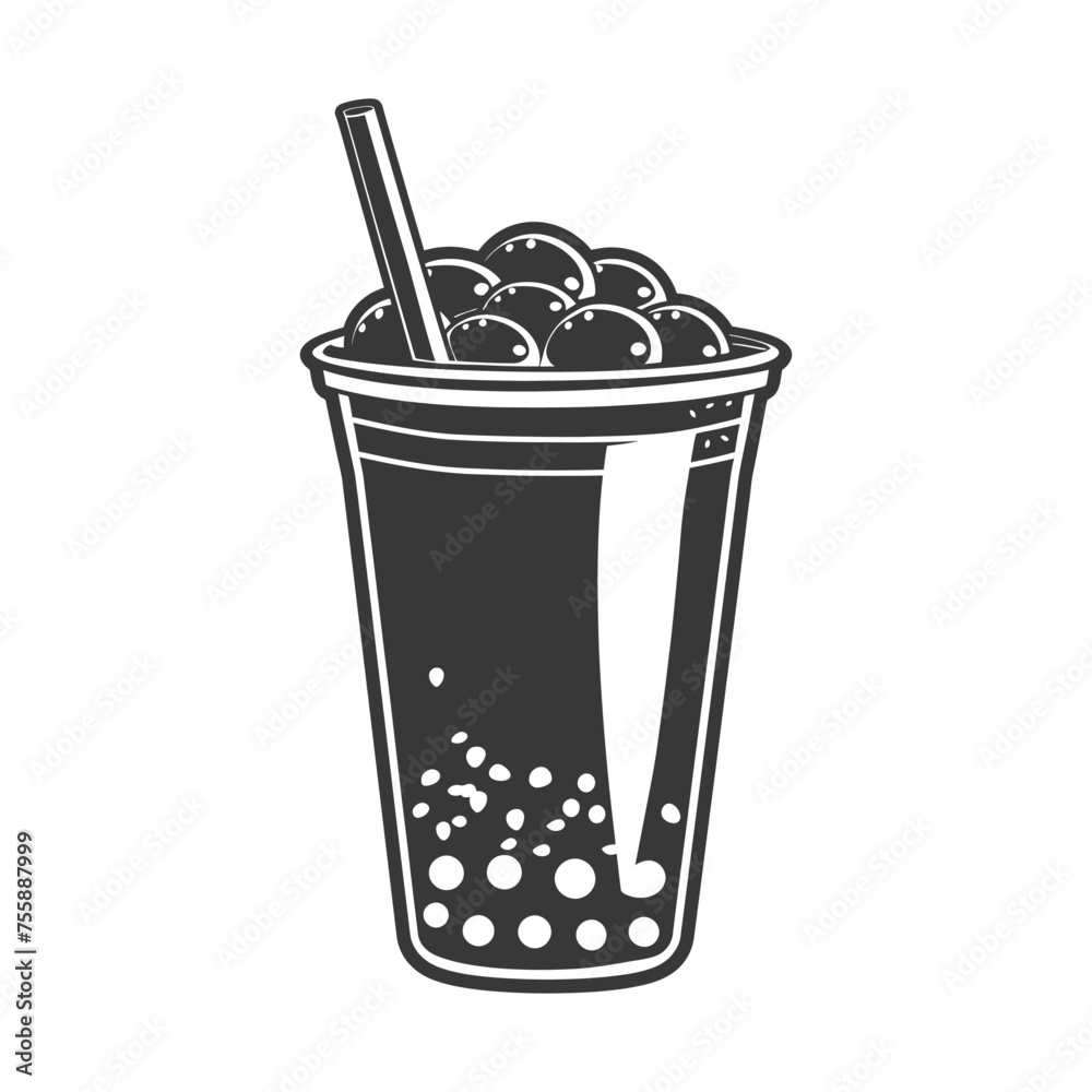 Silhouette Bubble tea drink black color only Silhouette Bubble tea drink black color only