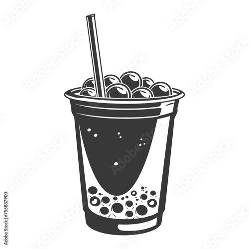 Silhouette Bubble tea drink black color only