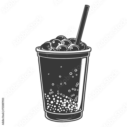 Silhouette Bubble tea drink black color only