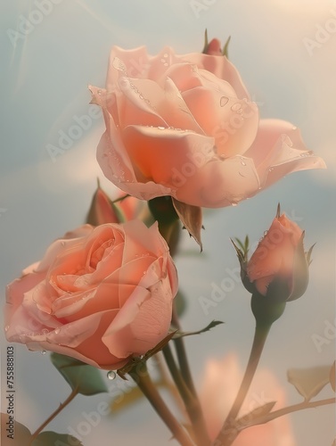 Pink roses for digital art, abstract artwork, abstract photography