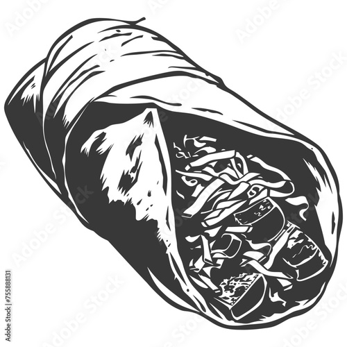 Silhouette Burrito food black color only