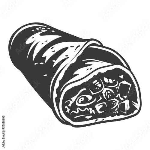 Silhouette Burrito food black color only