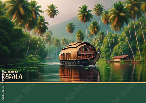 Kerala Backwaters: Captivating Houseboat Journey Amidst Tropical Beauty, Welcome to Kerala: Stunning Houseboat Cruise Through Lush Green Backwaters, Discover Kerala photo