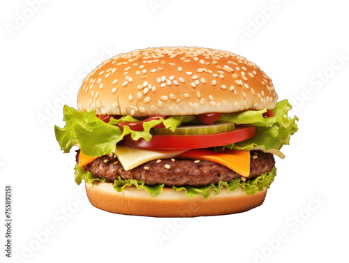 hamburger isolated on transparent background, transparency image, removed background