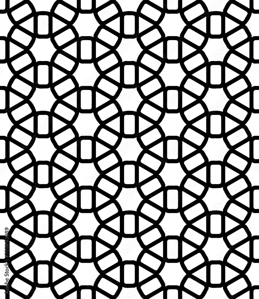 Fototapeta premium Black and white seamless abstract pattern. Background and backdrop. Grayscale ornamental design.