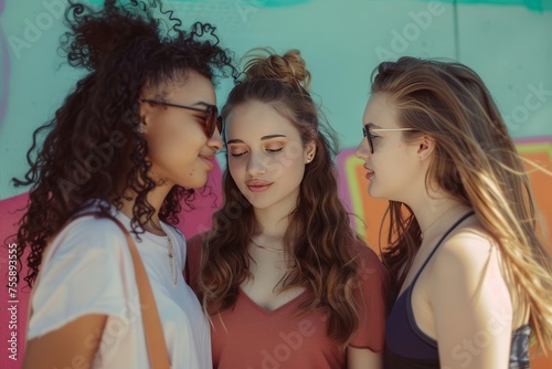A heartwarming image of a diverse group of girls engaged in conversation, showcasing friendship and camaraderie © Darya Pol
