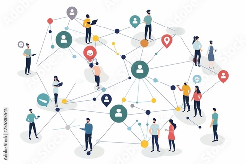 Mapping Influencer Relationships Vector Illustration on white background