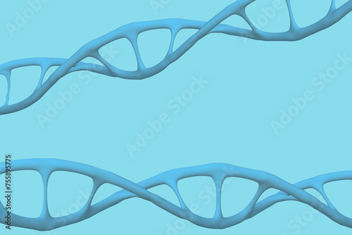human dna structure, deoxyribonucleic acid on blue background, nucleic acid molecules, change, break in chemical structure, 3d rendering, copy space