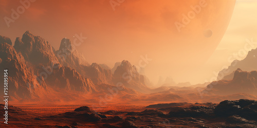 Planet mars surface landscape