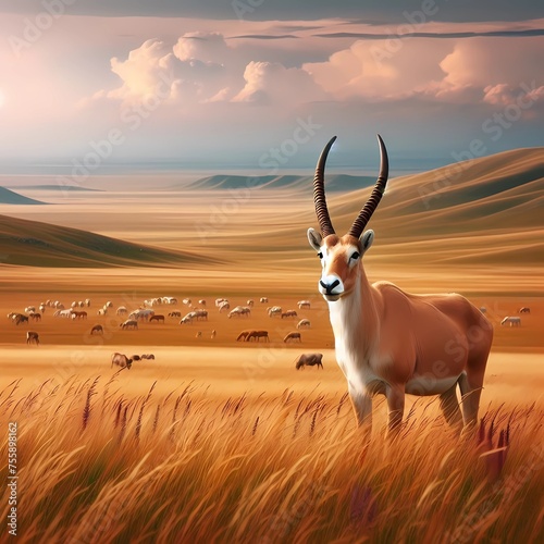 antelope in the savannah photo