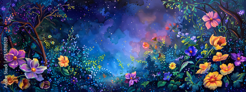 Celestial Blossoms: The Garden of Night Blooms