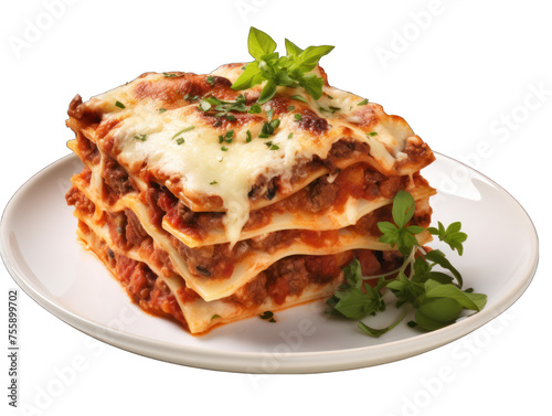 Lasagna isolated on transparent background, transparency image, removed background