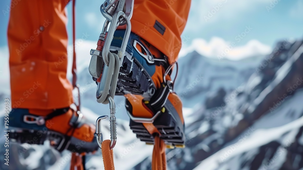 Special shoes with large spikes for climbers.