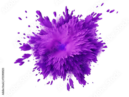 Lavender paint color powder festival explosion burst isolated on transparent background, transparency image, removed background