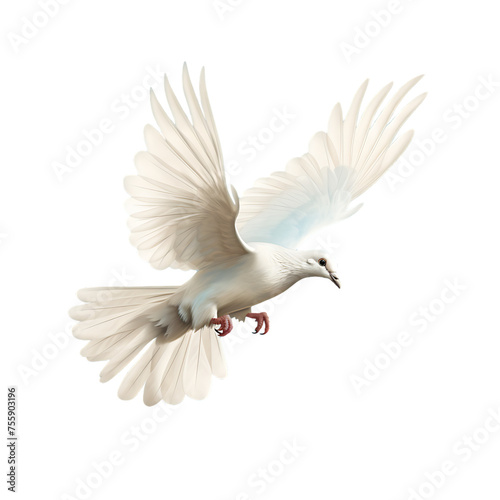 Capturing the Serenity and Elegance of a Majestic Dove in Mid-Flight - A PNG Cutout Isolated on a Transparent Backdrop