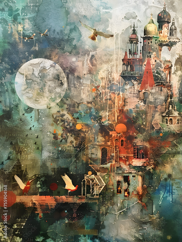 Obraz premium The Fusion of Art and Academia in a Tapestry of Colorful Shapes