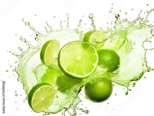 Lime liquid wave splash water isolated on transparent background  transparency image  removed background