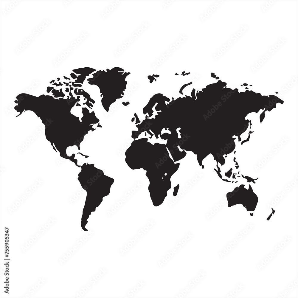 Obraz premium A black silhouette World Map 