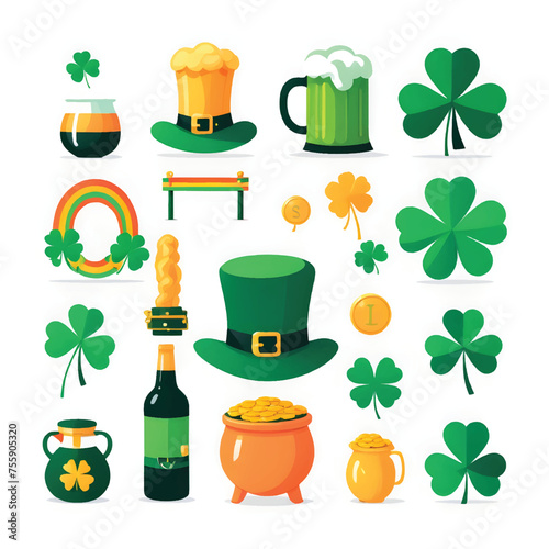 st patrick's day icons set vector illustration