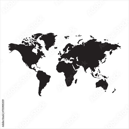 A black silhouette World Map 
