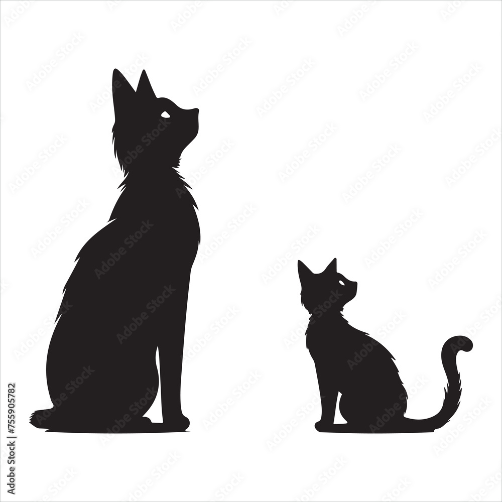 A black silhouette Kitty cat set