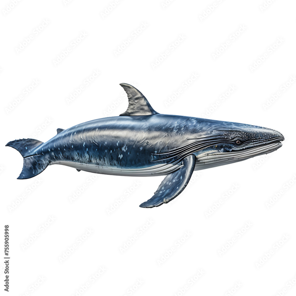 Obraz premium Behold the Graceful Magnificence of the Blue Whale, Ruler of the Ocean Depths - A PNG Cutout Isolated on a Transparent Backdrop