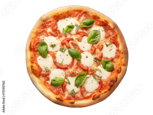 Margherita Pizza isolated on transparent background, transparency image, removed background