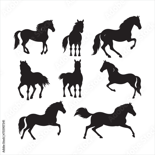 A black silhouette Horse set
