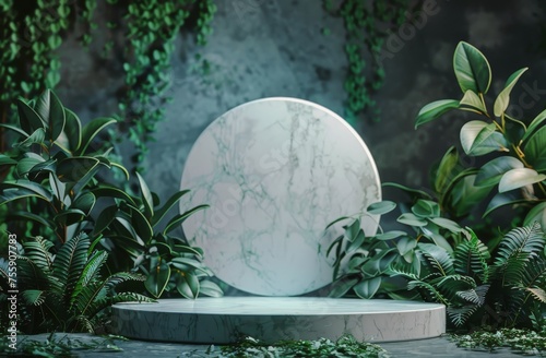 White Marble Sculpture Surrounded by Greenery