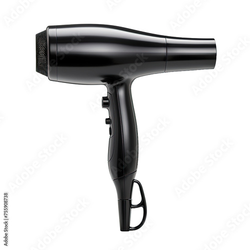 Black hair Dryer on white or transparent background