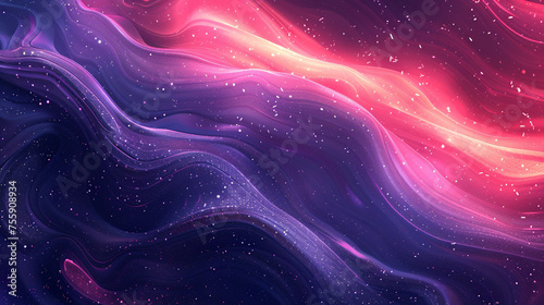 Vibrant waves of purple and pink hues with sparkling stars.