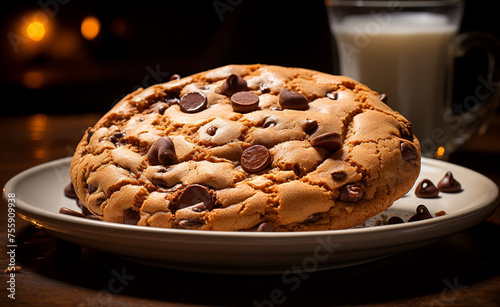 half-bake cookie, food still photography, single object, focus, beautiful, tasteful сreated with Generative Ai photo