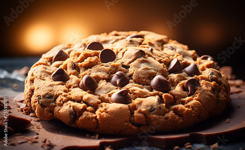 half-bake cookie, food still photography, single object, focus, beautiful, tasteful сreated with Generative Ai photo