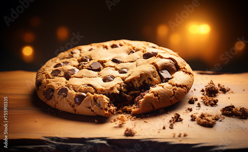 half-bake cookie, food still photography, single object, focus, beautiful, tasteful сreated with Generative Ai photo
